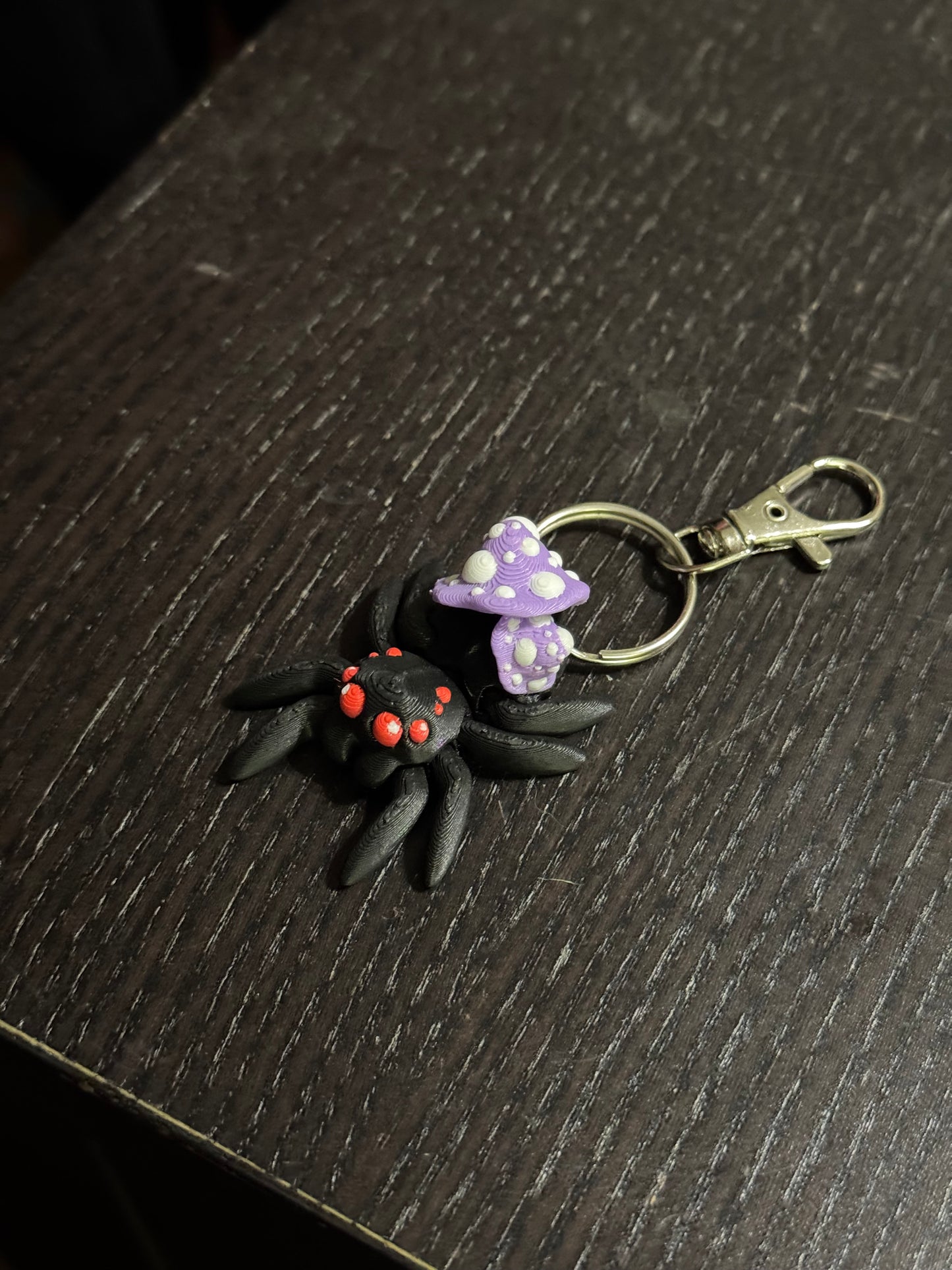 Mushroom Spider Keychain